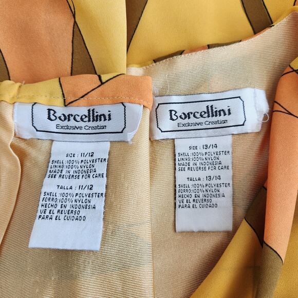 Vintage 70s Borrellini Abstract Cowl Neck Top and Skirt Set Yellow Orange M L - Picture 9 of 10
